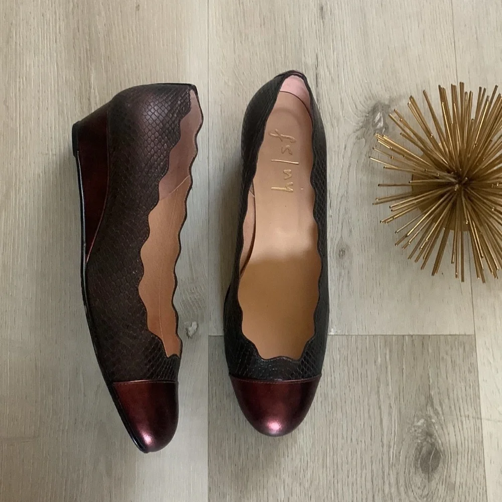 French Sole New York miles‎ FS/NY snake leather gray tip plum